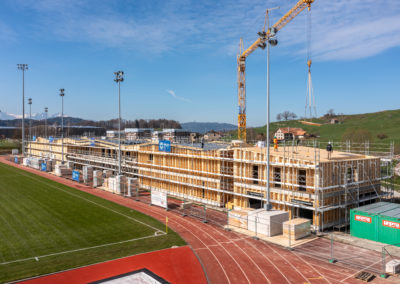 Construction du complexe sportif au stade de Lussy à Châtel-St-Denis